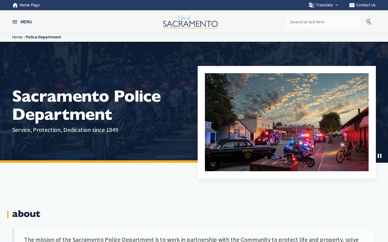 Sacramento Police Department official source for Sacramento arrest information