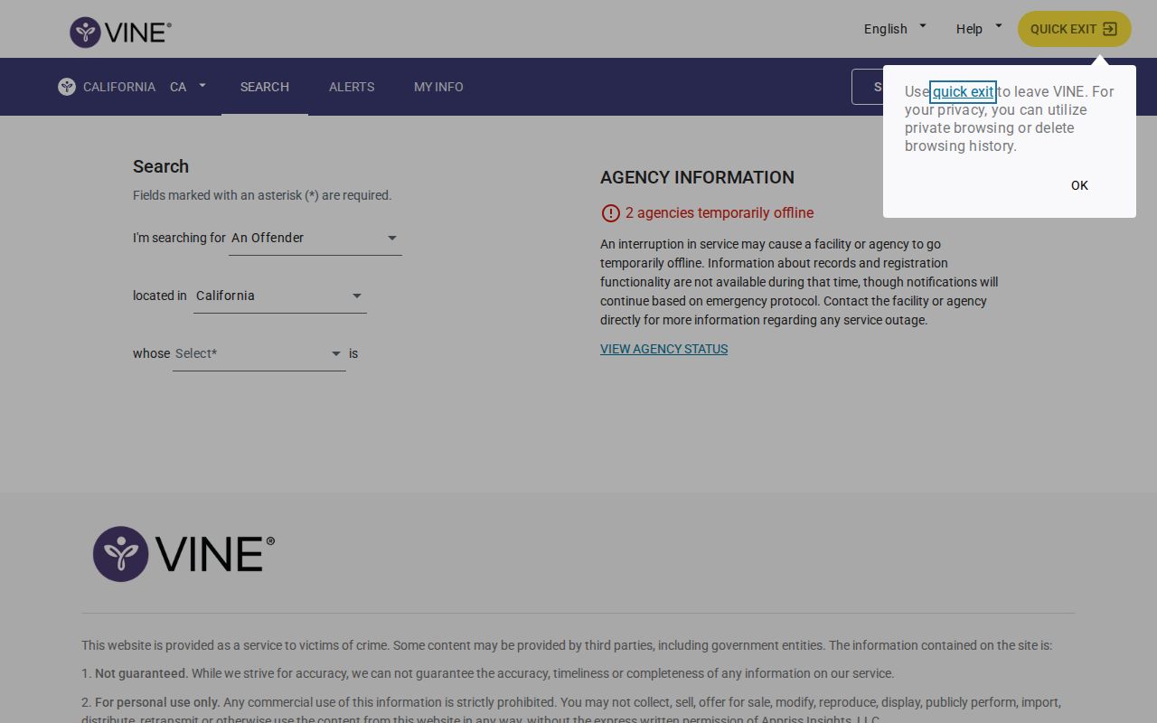 California VINELink Sacramento County custody search